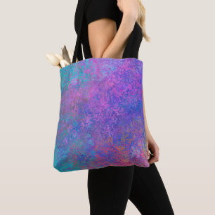 Bolsa Tote Tinta Álcool Arco-Íris, Abstrato cor-de-rosa brilh
