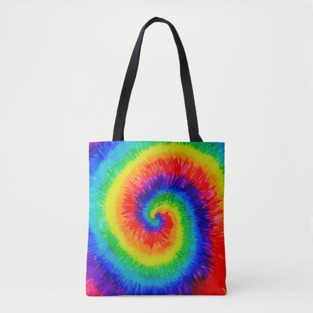 Bolsa Tote Tinta de Álcool Rainbow Tie-Dye (Frente)