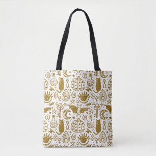 Bolsa Tote Tinta de ouro de Halloween, padrão de silhueta sem