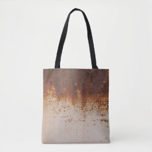 Bolsa Tote Tinta descascando, textura de parede enferrujada.