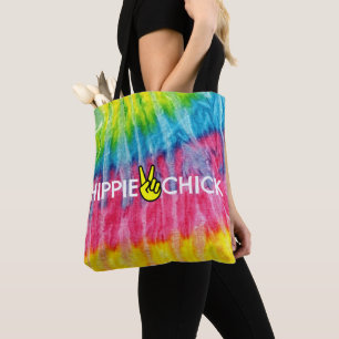 Bolsa Tote Tintura do laço da paz do pintinho do Hippie