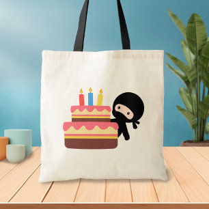 Bolsa Tote Tiny Ninja Atrás do Bolo de Aniversário