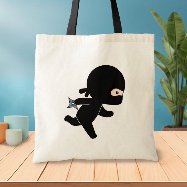 Bolsa Tote Tiny Ninja Correndo Segurando Estrela Atiradora (Criador carregado)