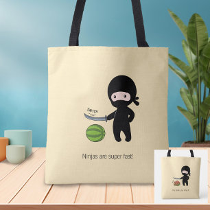 Bolsa Tote Tiny Ninja Cutting Watermelon 2 Lados Amarelo