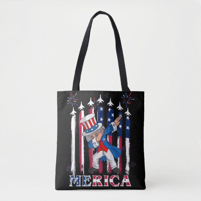Bolsa Tote Tio Patriótico Sam Dabbing 4 de julho (Frente)