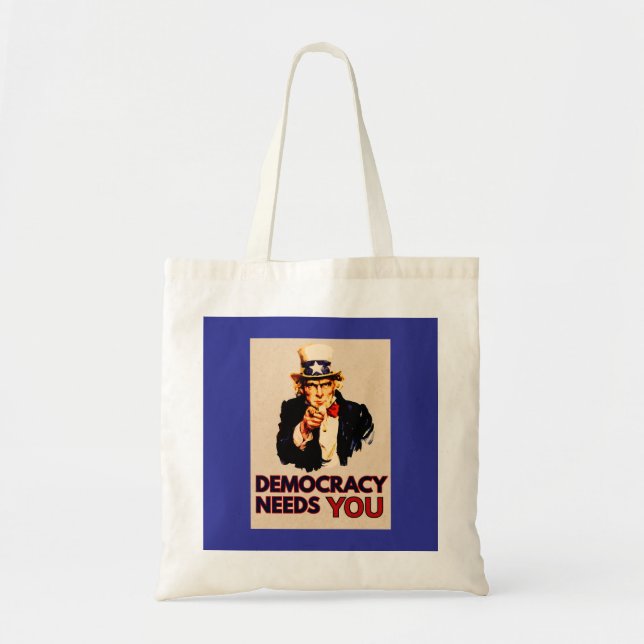 Bolsa Tote Tio Sam, a democracia precisa de você. (Frente)