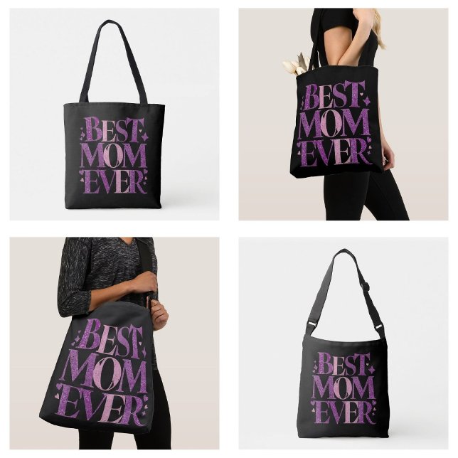 Bolsa Tote Típica de Trendência Melhor Mãe De Sempre (best mom ever bags Trendy Typography)
