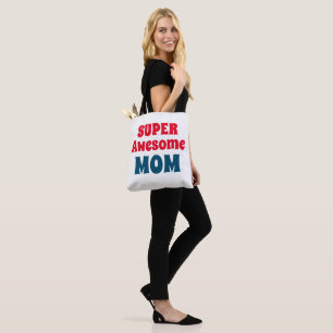 Bolsa Tote Típica Vermelha e Azul - Mãe Super Incrível