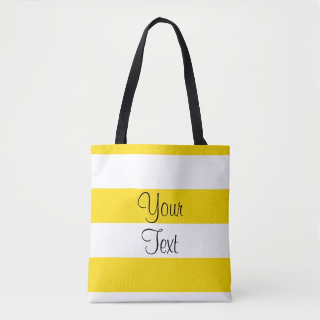 Bolsa Tote Tipografia Adicionar seu texto Ombro Branco Amarel (Frente)