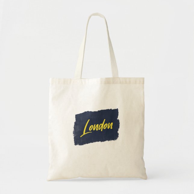 Bolsa Tote Tipografia amarela manuscrita de Londres (Frente)