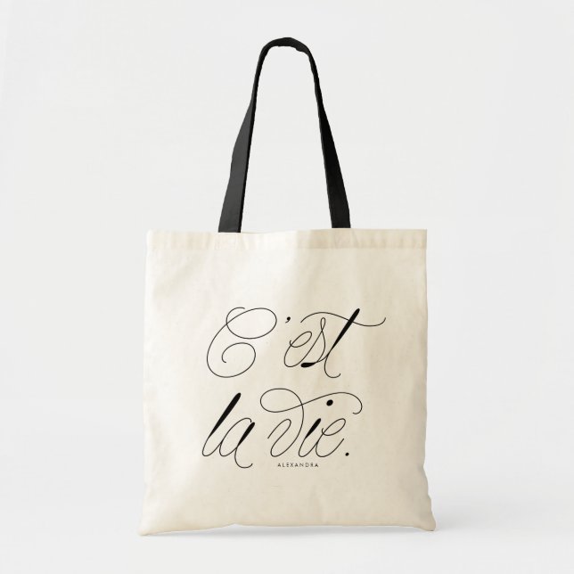 Bolsa Tote Tipografia Chic C'est La Vie (Frente)