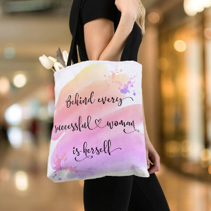 Bolsa Tote Tipografia Chic Cor de Água Rosa-Rosa Bem-Sucedida