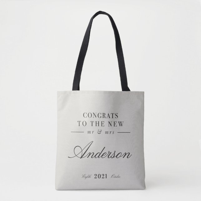 Bolsa Tote Tipografia clássica moderna Sr. e Sra. Casamento (Frente)
