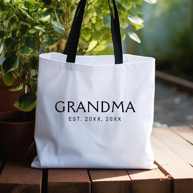 Bolsa Tote Tipografia Clássica Preta Avó Estabelecida (Criador carregado)