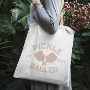 Bolsa Tote Tipografia Colegial de Pickleball em Picles