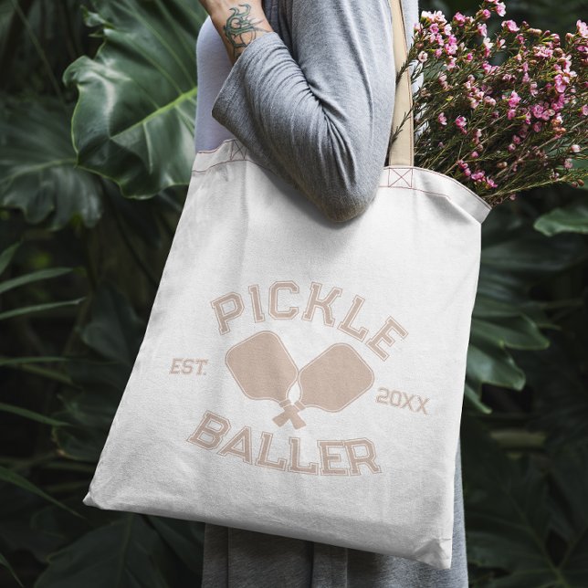 Bolsa Tote Tipografia Colegial de Pickleball em Picles (Criador carregado)