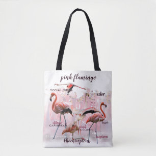 Bolsa Tote Tipografia cor-de-rosa   do flamingo personalizado