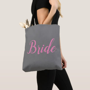 Bolsa Tote Tipografia da Cinza Rosa Bride Casamento Elegante
