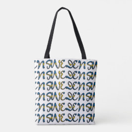 Bolsa Tote Tipografia da cor da bandeira suecia País Europeu