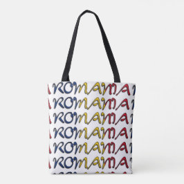 Bolsa Tote Tipografia das Cores de Bandeira da Romênia País E
