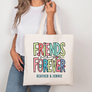 Bolsa Tote Tipografia de Amigos para Sempre com Nomes
