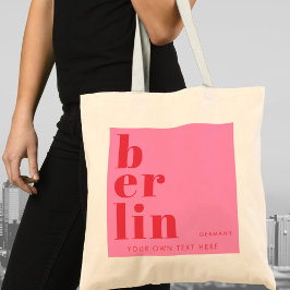 Bolsa Tote Tipografia de Berlim, Alemanha, rosa-vermelho
