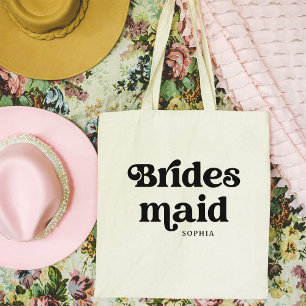Bolsa Tote Tipografia de Boho Retro Simples Bridesmaid