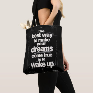 Bolsa Tote Tipografia de Citação Motivacional de Acordar Stre