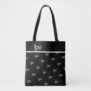 Bolsa Tote Tipografia de Halloween assustador preto e branco