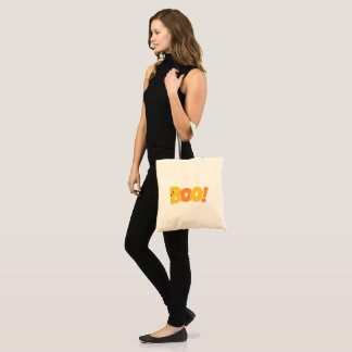 Bolsa Tote Tipografia de Halloween Boo com Aranhas