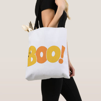 Bolsa Tote Tipografia de Halloween Boo com Aranhas