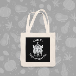 Bolsa Tote Tipografia de Halloween Morcego Preto de Doce ou T