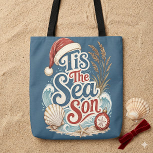 Bolsa Tote Tipografia de Natal Costeiro É a Temporada do Mar