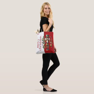 Bolsa Tote Tipografia de Natal do Festivo Nutcracker Merry
