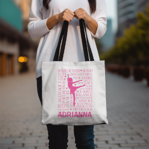Bolsa Tote Tipografia de Pequena Ballerina Rosa