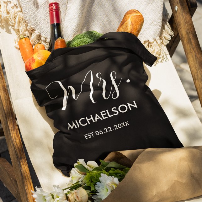 Bolsa Tote Tipografia de Recém-casados Script (Criador carregado)