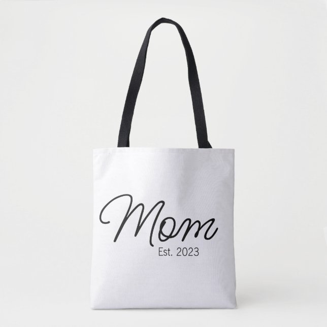 Bolsa Tote Tipografia de Roteiro Preto Mãe Estabelecida (Frente)