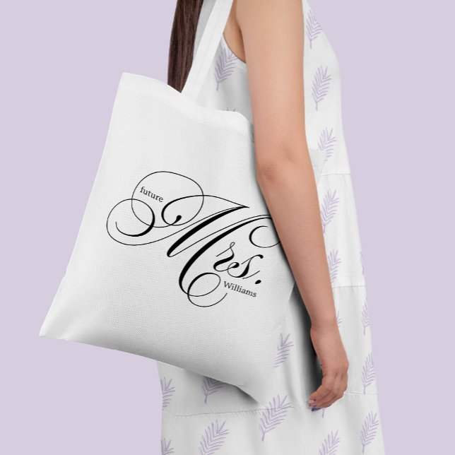 Bolsa Tote Tipografia de Script Elegante "Future Mrs." (Criador carregado)