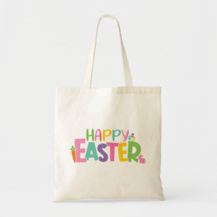 Bolsa Tote Tipografia do Felz pascoa Colorido Moderno