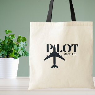 Bolsa Tote Tipografia e avião-piloto,Personalização minimalis
