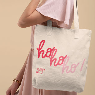 Bolsa Tote Típografia engraçada Hohoho Joyeux Noel Vermelho R