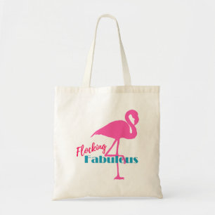 Bolsa Tote Tipografia Fabulosa de Bloqueio com Flamingo Rosa