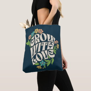 Bolsa Tote Tipografia Floral Cresça Com Amor
