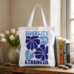 Bolsa Tote Tipografia Floral Retro Força Diversidade