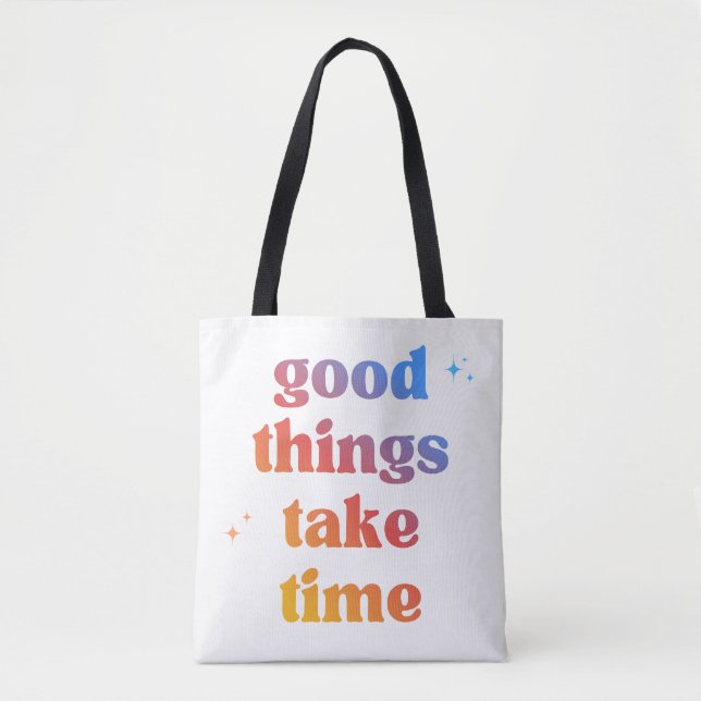 Bolsa Tote Tipografia Gradiente 'Coisas Boas Levam Tempo'  (Frente)