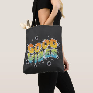 Bolsa Tote Tipografia Graffiti Borbulhante com Boas Vibrações