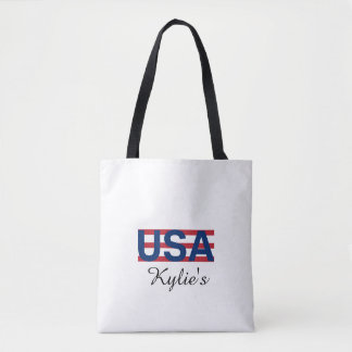 Bolsa Tote Tipografia Minimalista Moderna Americana vermelha