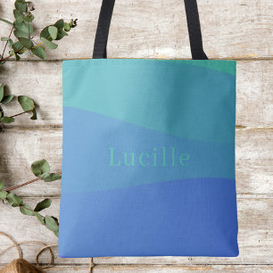 Bolsa Tote Tipografia Moderna Azul e Verde Minimalista Elegan