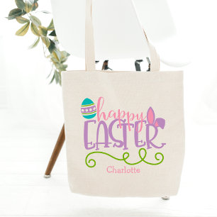 Bolsa Tote Tipografia moderna e Felz pascoa personalizada