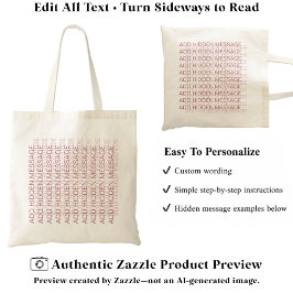 Bolsa Tote Tipografia Moderna Mensagem Secreta Personalizada 